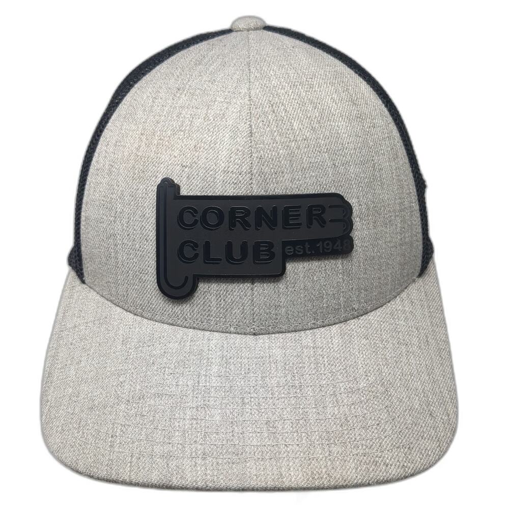 Branded Bills Trucker Hat Gray One Size Mesh Snapback Corner Club Patch Logo